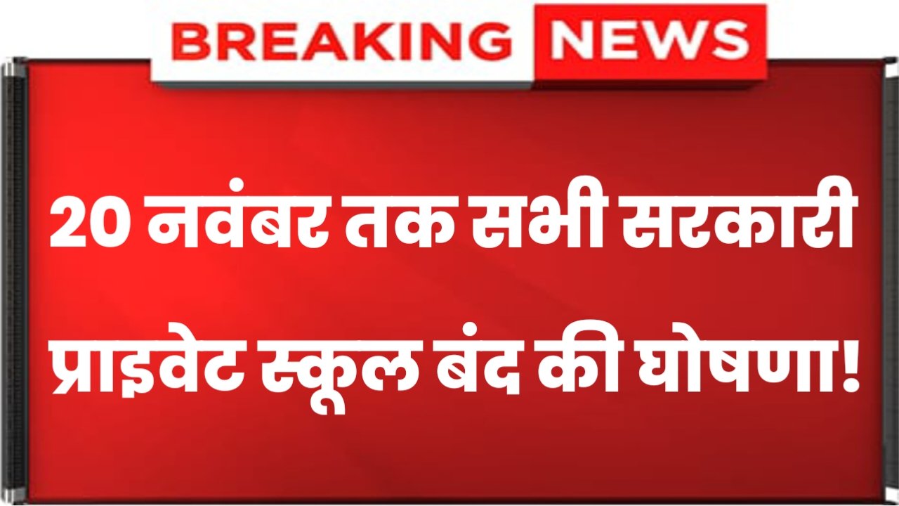 School Holidays: सभी सरकारी प्राइवेट स्कूल 20 नवंबर तक बंद की घोषणा!